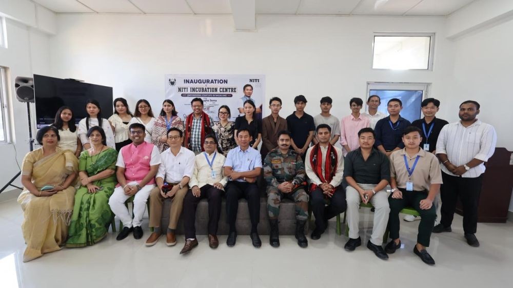 Officials pose for a photo during the inauguration of the new NITI Incubation Center at Marwari Patti in Dimapur on June 6.